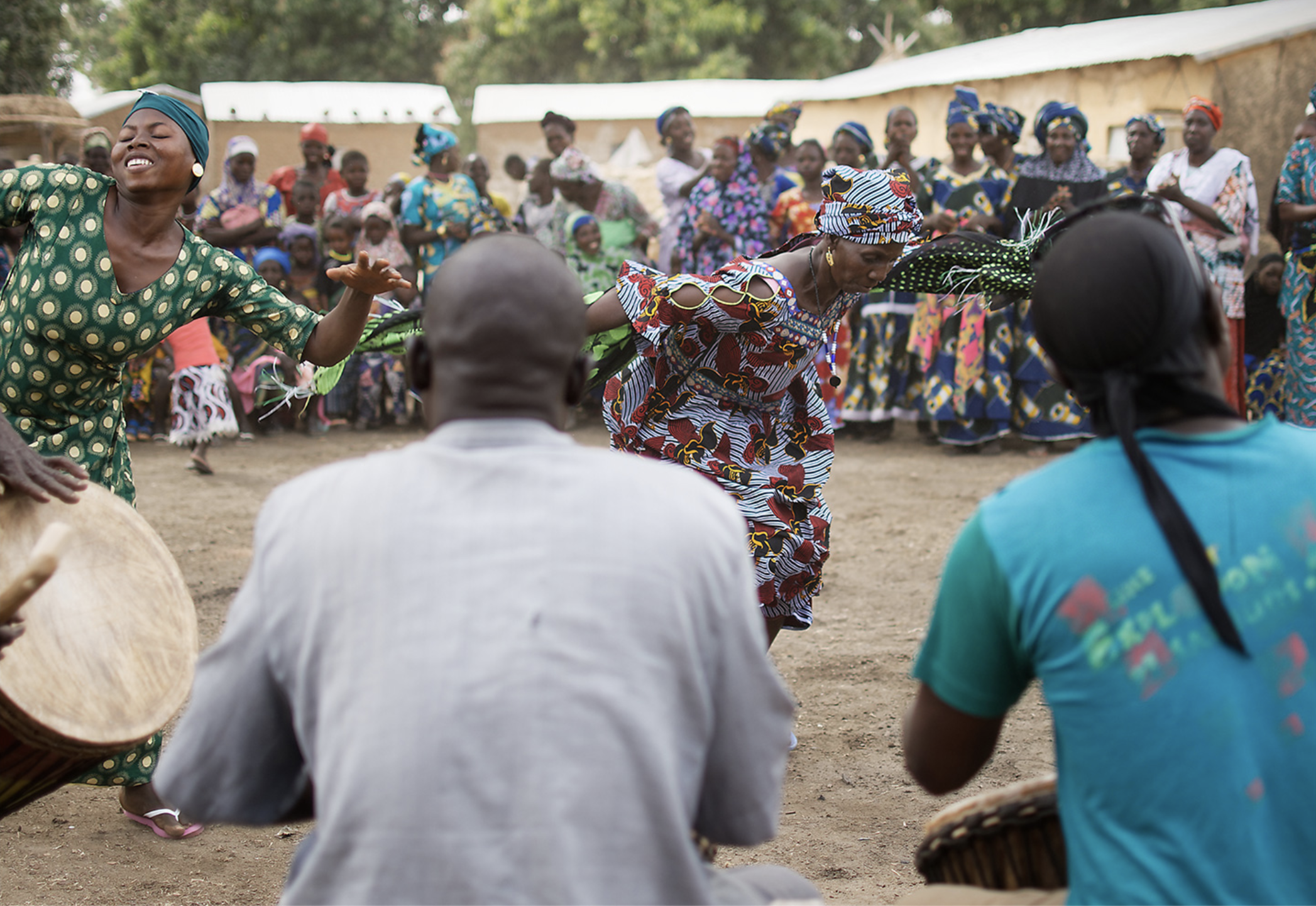 Dance and drumming during fieldwork in a cross-cultural rhythm study (Photo: Rainer Polak)