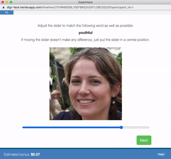 Slider interface applied to faces